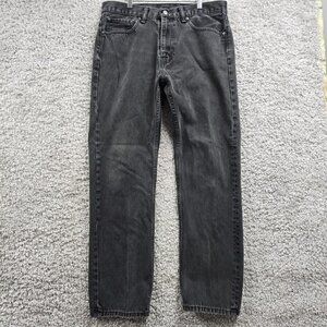 Levi’s 505 Jeans Mens 36x34 (Fits 34x31) Black Straight Denim‎ Grunge Streetwear